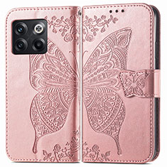 Coque Portefeuille Papillon Livre Cuir Etui Clapet pour OnePlus 10T 5G Or Rose