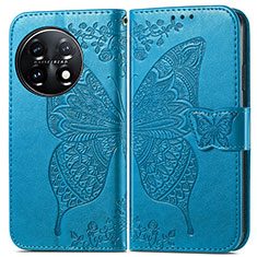 Coque Portefeuille Papillon Livre Cuir Etui Clapet pour OnePlus 11 5G Bleu