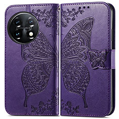 Coque Portefeuille Papillon Livre Cuir Etui Clapet pour OnePlus 11 5G Violet