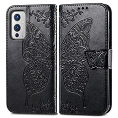 Coque Portefeuille Papillon Livre Cuir Etui Clapet pour OnePlus 9 5G Noir