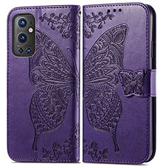 Coque Portefeuille Papillon Livre Cuir Etui Clapet pour OnePlus 9 Pro 5G Violet