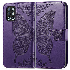 Coque Portefeuille Papillon Livre Cuir Etui Clapet pour OnePlus 9R 5G Violet