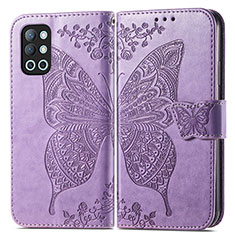 Coque Portefeuille Papillon Livre Cuir Etui Clapet pour OnePlus 9R 5G Violet Clair