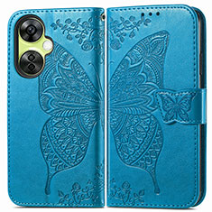 Coque Portefeuille Papillon Livre Cuir Etui Clapet pour OnePlus Nord CE 3 5G Bleu