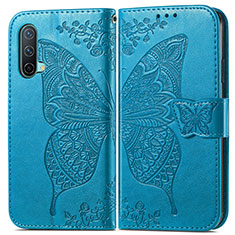 Coque Portefeuille Papillon Livre Cuir Etui Clapet pour OnePlus Nord CE 5G Bleu