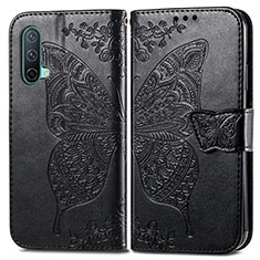 Coque Portefeuille Papillon Livre Cuir Etui Clapet pour OnePlus Nord CE 5G Noir