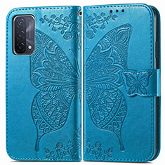 Coque Portefeuille Papillon Livre Cuir Etui Clapet pour OnePlus Nord N200 5G Bleu