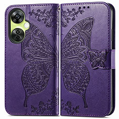 Coque Portefeuille Papillon Livre Cuir Etui Clapet pour OnePlus Nord N30 5G Violet