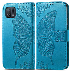 Coque Portefeuille Papillon Livre Cuir Etui Clapet pour Oppo A16e Bleu