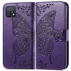 Coque Portefeuille Papillon Livre Cuir Etui Clapet pour Oppo A16e Violet