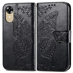 Coque Portefeuille Papillon Livre Cuir Etui Clapet pour Oppo A17K Noir