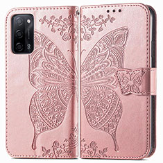 Coque Portefeuille Papillon Livre Cuir Etui Clapet pour Oppo A53s 5G Rose