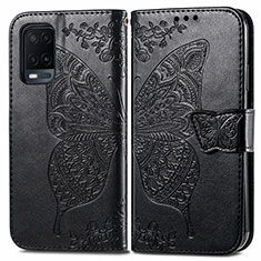 Coque Portefeuille Papillon Livre Cuir Etui Clapet pour Oppo A54 4G Noir