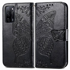 Coque Portefeuille Papillon Livre Cuir Etui Clapet pour Oppo A55 5G Noir