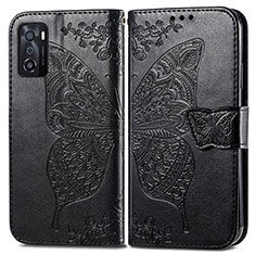 Coque Portefeuille Papillon Livre Cuir Etui Clapet pour Oppo A55S 5G Noir