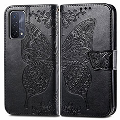 Coque Portefeuille Papillon Livre Cuir Etui Clapet pour Oppo A93 5G Noir