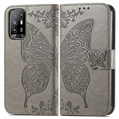 Coque Portefeuille Papillon Livre Cuir Etui Clapet pour Oppo A94 5G Gris