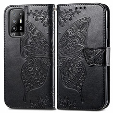 Coque Portefeuille Papillon Livre Cuir Etui Clapet pour Oppo A94 5G Noir