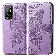 Coque Portefeuille Papillon Livre Cuir Etui Clapet pour Oppo A94 5G Violet Clair