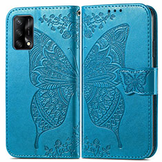 Coque Portefeuille Papillon Livre Cuir Etui Clapet pour Oppo A95 4G Bleu