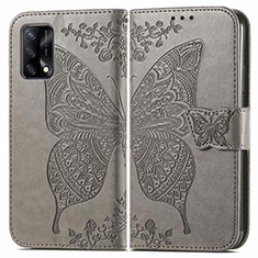 Coque Portefeuille Papillon Livre Cuir Etui Clapet pour Oppo A95 4G Gris