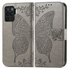 Coque Portefeuille Papillon Livre Cuir Etui Clapet pour Oppo F19 Pro Gris