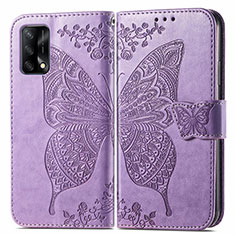 Coque Portefeuille Papillon Livre Cuir Etui Clapet pour Oppo F19 Violet Clair