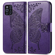 Coque Portefeuille Papillon Livre Cuir Etui Clapet pour Oppo Find X3 5G Violet