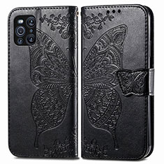 Coque Portefeuille Papillon Livre Cuir Etui Clapet pour Oppo Find X3 Pro 5G Noir