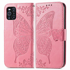 Coque Portefeuille Papillon Livre Cuir Etui Clapet pour Oppo Find X3 Pro 5G Rose Rouge