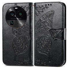 Coque Portefeuille Papillon Livre Cuir Etui Clapet pour Oppo Find X6 5G Noir