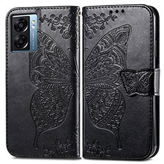 Coque Portefeuille Papillon Livre Cuir Etui Clapet pour Oppo K10 5G India Noir