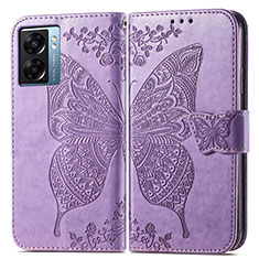 Coque Portefeuille Papillon Livre Cuir Etui Clapet pour Oppo K10 5G India Violet Clair