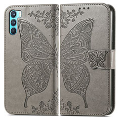 Coque Portefeuille Papillon Livre Cuir Etui Clapet pour Oppo K9 Pro 5G Gris