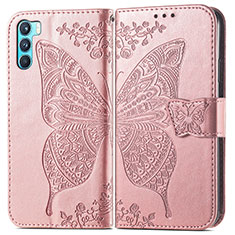 Coque Portefeuille Papillon Livre Cuir Etui Clapet pour Oppo K9 Pro 5G Rose