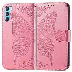 Coque Portefeuille Papillon Livre Cuir Etui Clapet pour Oppo K9 Pro 5G Rose Rouge