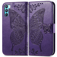 Coque Portefeuille Papillon Livre Cuir Etui Clapet pour Oppo K9 Pro 5G Violet