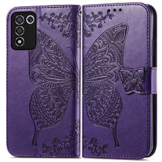 Coque Portefeuille Papillon Livre Cuir Etui Clapet pour Oppo K9S 5G Violet