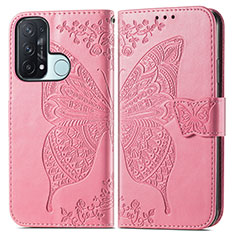 Coque Portefeuille Papillon Livre Cuir Etui Clapet pour Oppo Reno5 A Rose Rouge