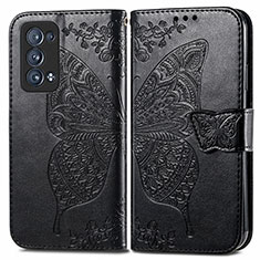 Coque Portefeuille Papillon Livre Cuir Etui Clapet pour Oppo Reno6 Pro 5G Noir