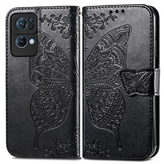 Coque Portefeuille Papillon Livre Cuir Etui Clapet pour Oppo Reno7 Pro 5G Noir