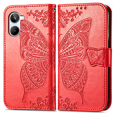 Coque Portefeuille Papillon Livre Cuir Etui Clapet pour Realme 10 4G Rouge