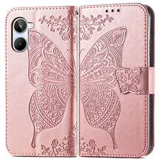 Coque Portefeuille Papillon Livre Cuir Etui Clapet pour Realme 10 Pro 5G Or Rose