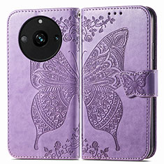 Coque Portefeuille Papillon Livre Cuir Etui Clapet pour Realme 11 Pro+ Plus 5G Violet Clair