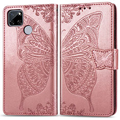 Coque Portefeuille Papillon Livre Cuir Etui Clapet pour Realme 7i RMX2193 Or Rose