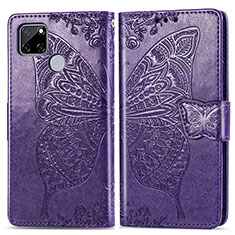 Coque Portefeuille Papillon Livre Cuir Etui Clapet pour Realme 7i RMX2193 Violet