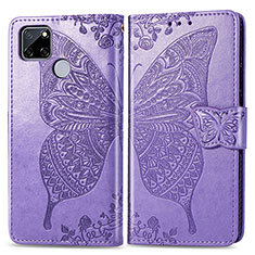 Coque Portefeuille Papillon Livre Cuir Etui Clapet pour Realme 7i RMX2193 Violet Clair