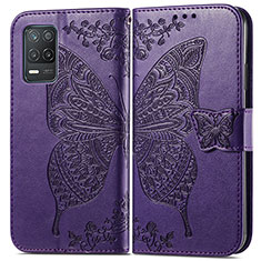 Coque Portefeuille Papillon Livre Cuir Etui Clapet pour Realme 8 5G Violet