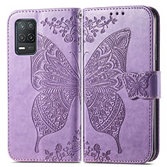 Coque Portefeuille Papillon Livre Cuir Etui Clapet pour Realme 8 5G Violet Clair