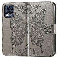 Coque Portefeuille Papillon Livre Cuir Etui Clapet pour Realme 8 Pro Gris